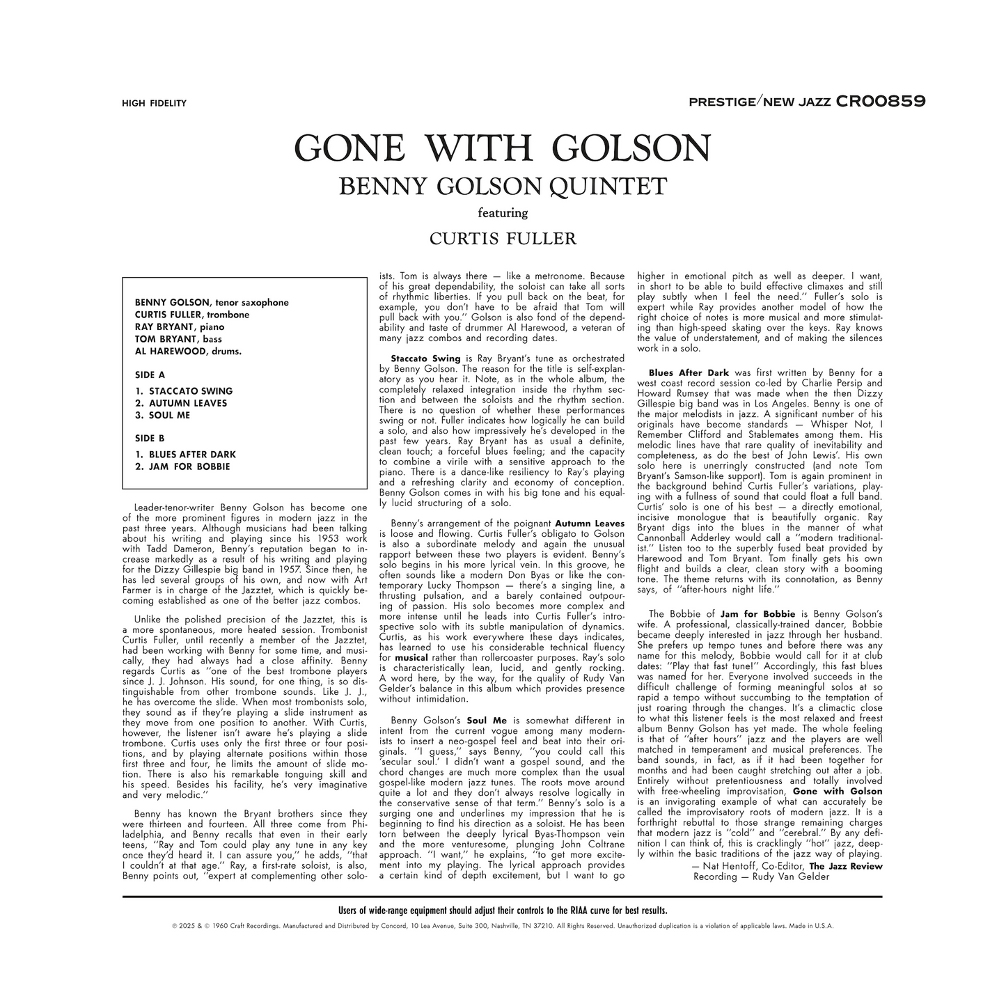Benny Golson - Gone With Golson (Original Jazz Classics Series)