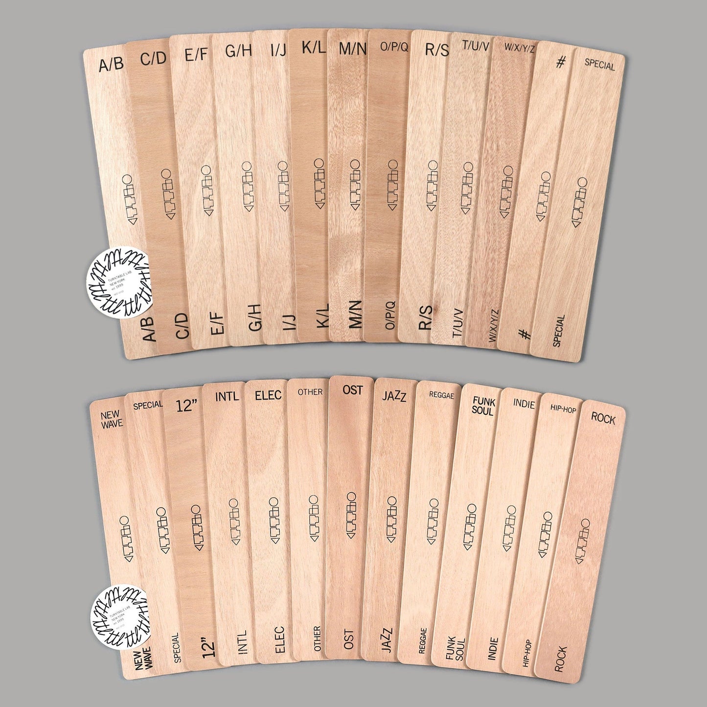 Wooden LP Dividers For Vinyl Records Genre