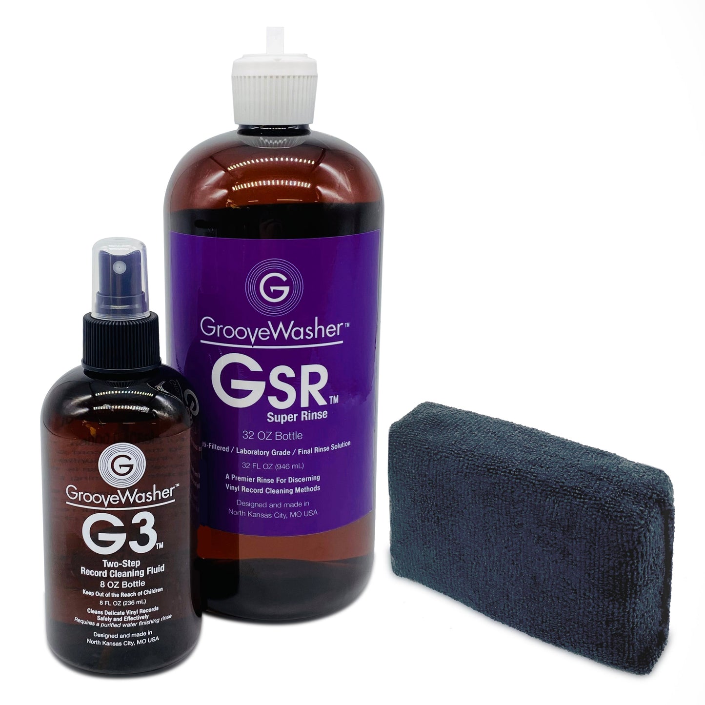 Two Step Bundle: G3 Fluid 8oz / GSR Super Rinse 32oz / Microfiber Sponge