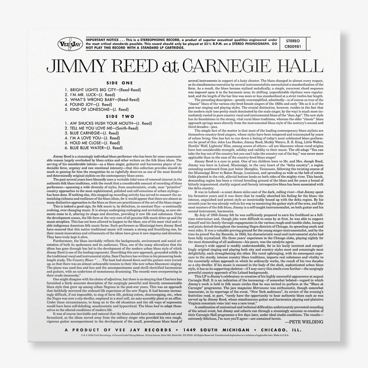 Jimmy Reed - Jimmy Reed At Carnegie Hall (Bluesville Series)