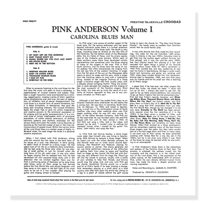 Pink Anderson - Carolina Blues Man, Volume 1 (Bluesville Series)