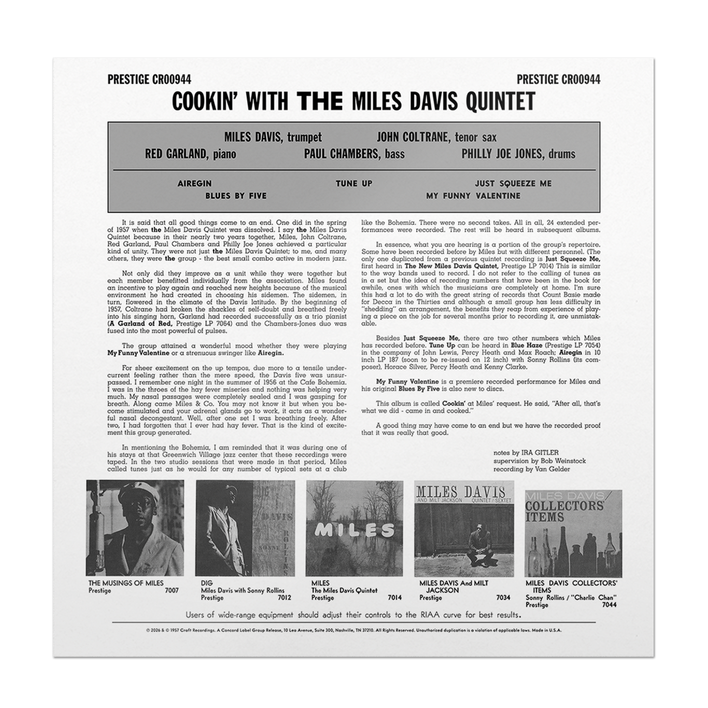 Miles Davis - Cookin' With The Miles Davis Quintet (Original Jazz Classics Series)