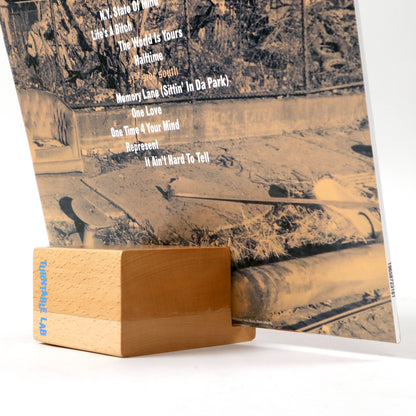 Wood Block Record Display / Natural Wood